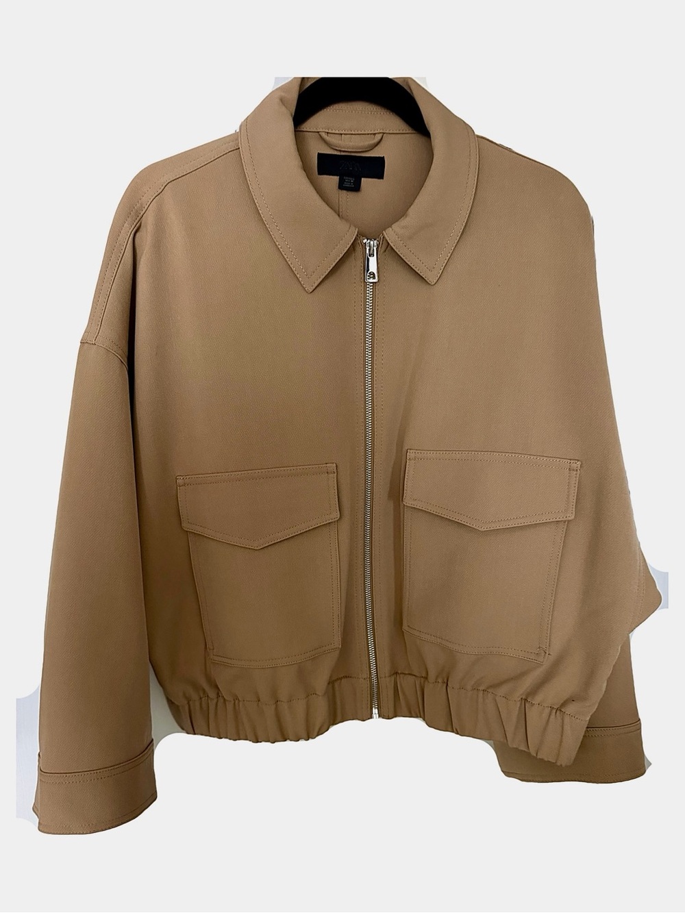 Zara Tan Zip-Front Utility Jacket - Women